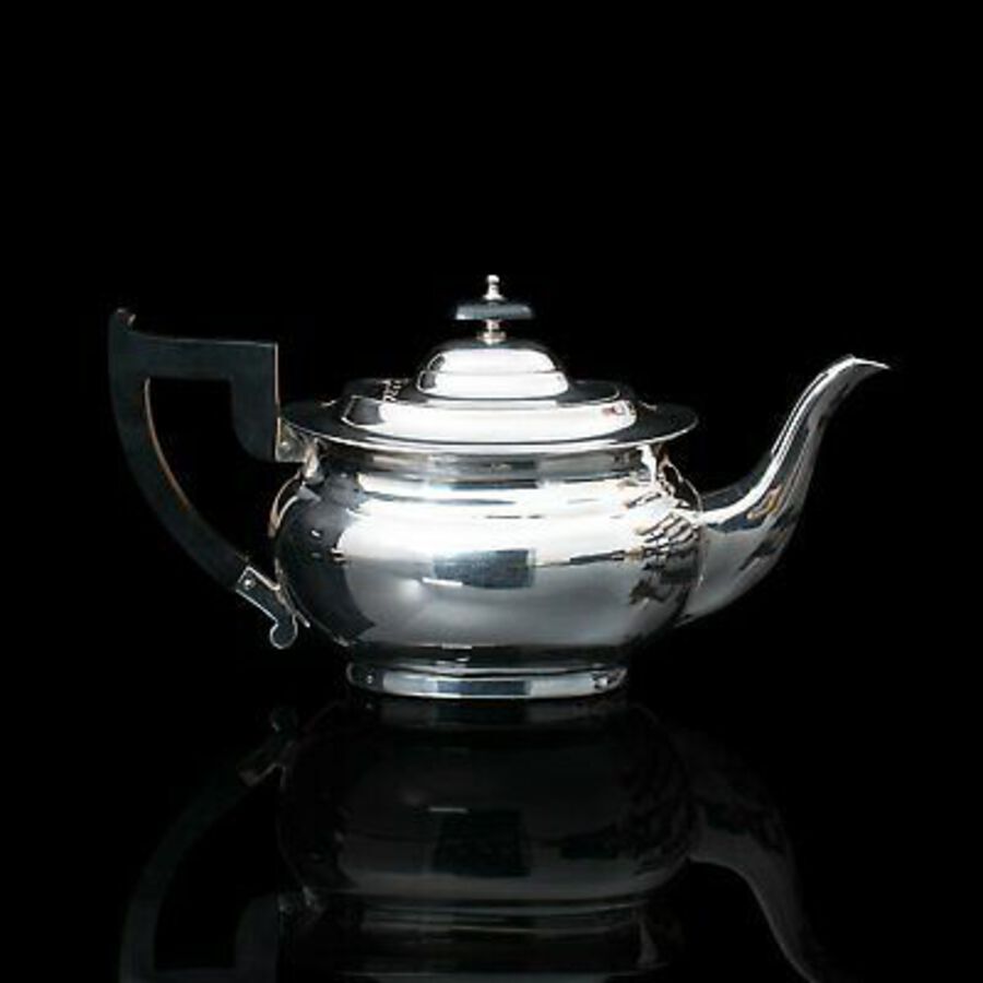Antique Vintage Tea Set, English, Silver Plate, Teapot, Dish, Pouring Jug, Art Deco