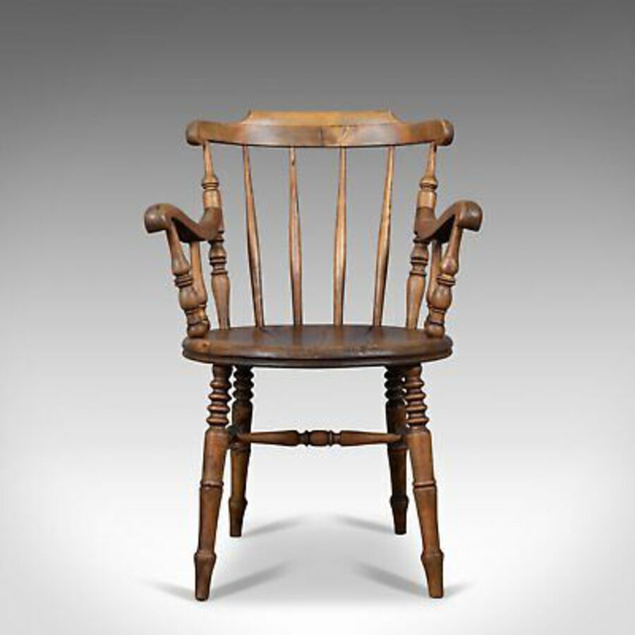 Antique Antique Elbow Chair, English, Victorian, Country Kitchen, Armchair, Circa 1900