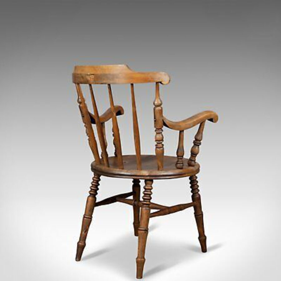 Antique Antique Elbow Chair, English, Victorian, Country Kitchen, Armchair, Circa 1900