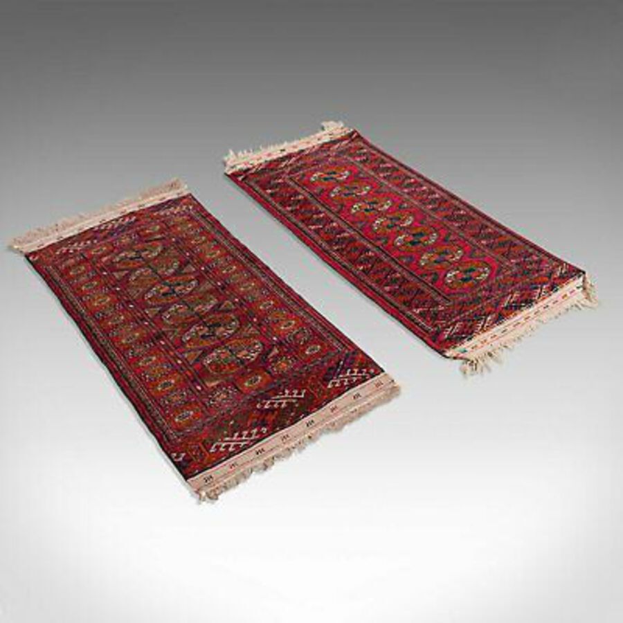 Antique Antique Near Pair, Bokhara Rugs, Turkoman, Tekke, Carpet, Wall Covering, C.1910