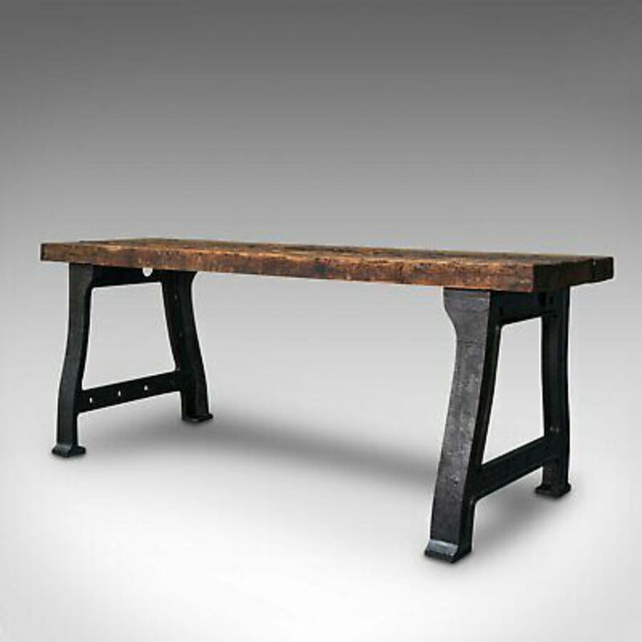Antique Antique Foundry Table, English, Pine, Iron, Heavy, Industrial Taste, Victorian
