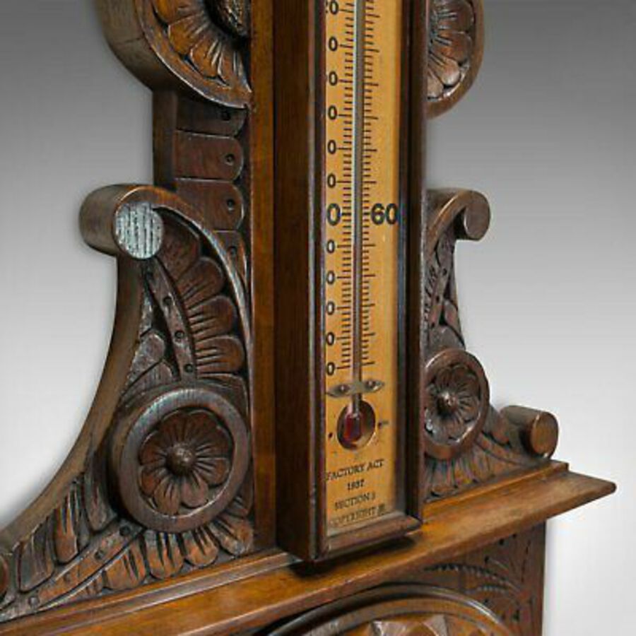 Antique Vintage Factory Barometer, English, Oak, Banjo, Official, Factory Act 1937