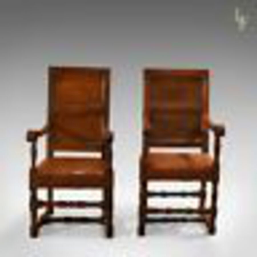 Antique 18th Century and Later Pair of Similar Panel Back Antique Armchairs