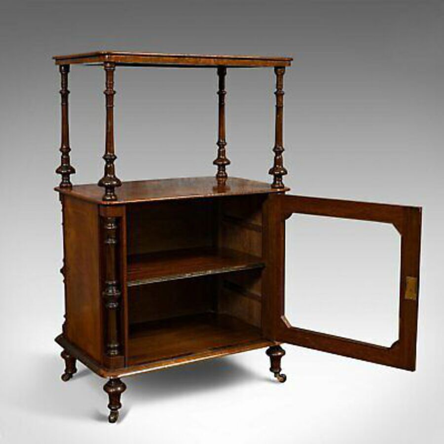 Antique Antique Music Cabinet, English, Walnut, Display Cupboard, Whatnot, Victorian
