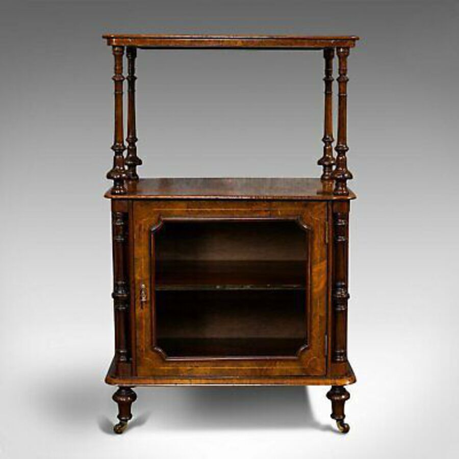 Antique Antique Music Cabinet, English, Walnut, Display Cupboard, Whatnot, Victorian