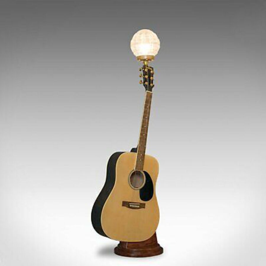 Vintage, Acoustic Guitar Lamp, English, Bespoke, Handcrafted, Jim Deacon, Glass