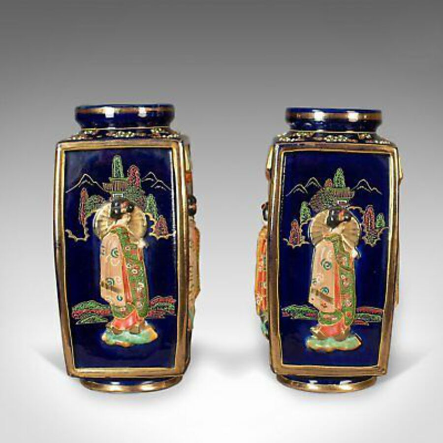 Antique Antique Pair of Japanese Vases, Ceramic Pots, 20th Century