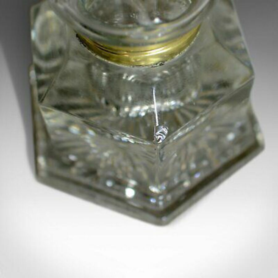 Antique Large Antique Ink Well, English, Crystal Glass, Desk, Mid 19th Century, c.1850