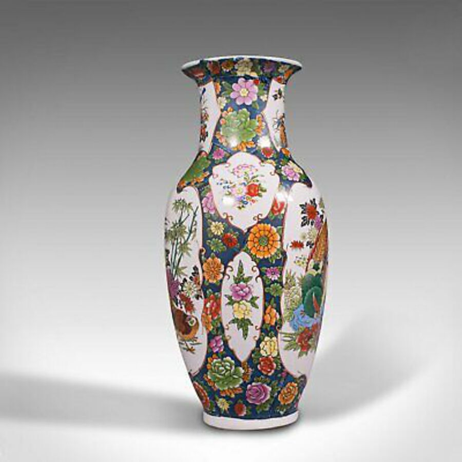 Antique Vintage Baluster Flower Vase, Oriental, Ceramic, Display Urn, Art Deco, C.1940