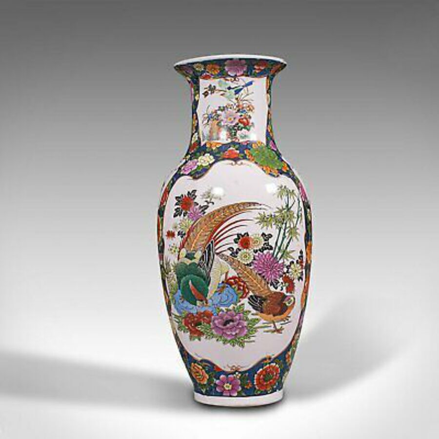 Antique Vintage Baluster Flower Vase, Oriental, Ceramic, Display Urn, Art Deco, C.1940