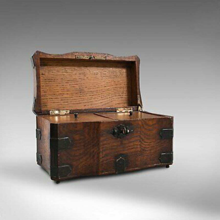 Antique Antique Tea Box, English, Oak, Iron, Connoisseur Caddy, Case, Georgian, C.1800