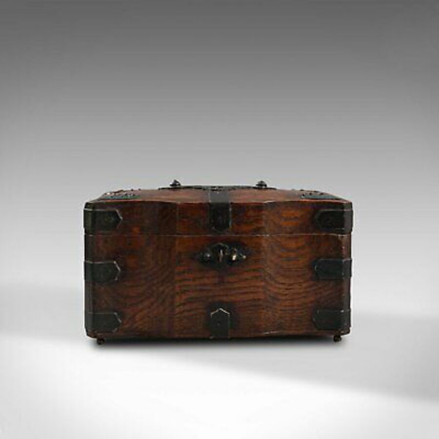 Antique Antique Tea Box, English, Oak, Iron, Connoisseur Caddy, Case, Georgian, C.1800