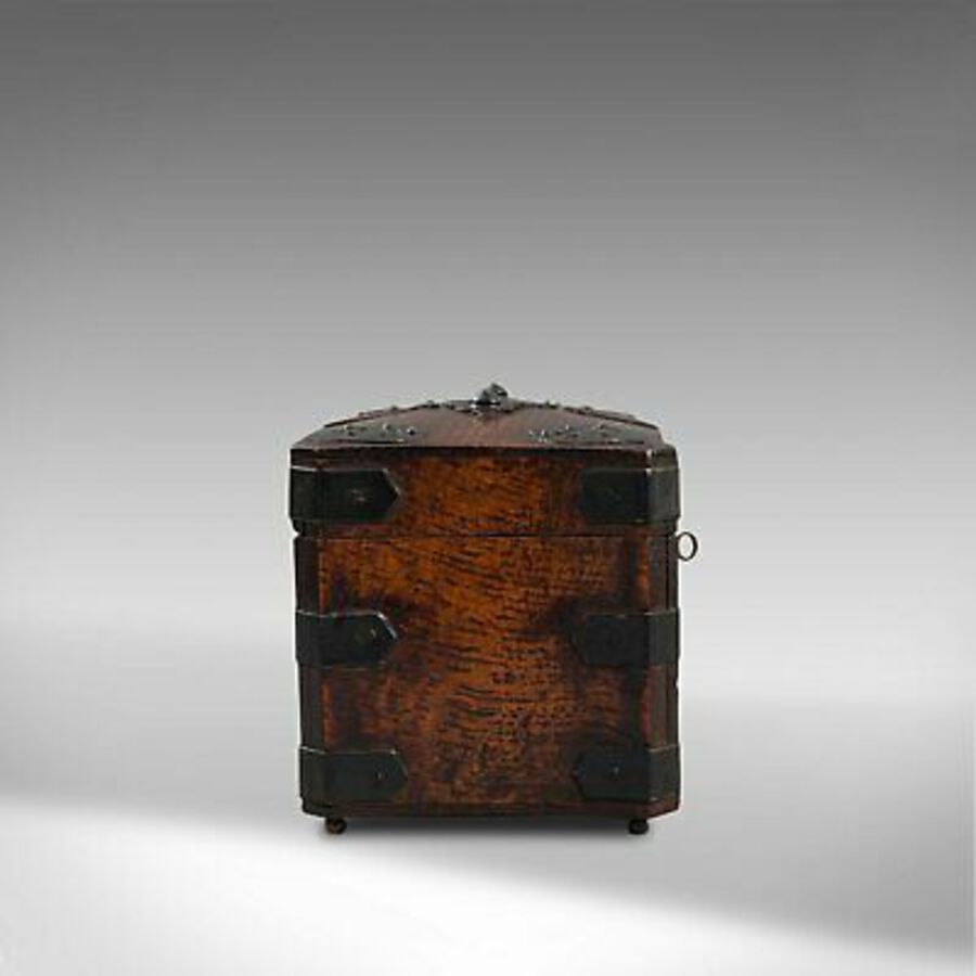 Antique Antique Tea Box, English, Oak, Iron, Connoisseur Caddy, Case, Georgian, C.1800