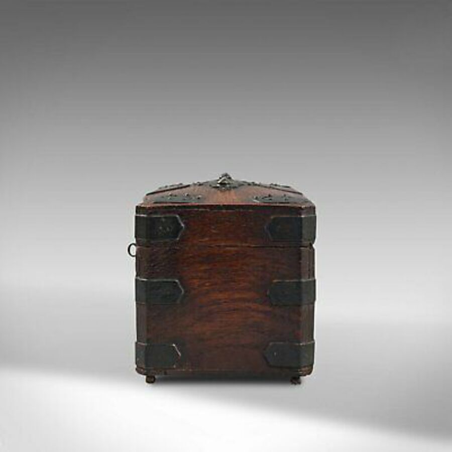 Antique Antique Tea Box, English, Oak, Iron, Connoisseur Caddy, Case, Georgian, C.1800