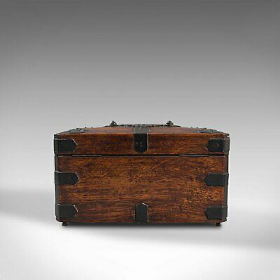 Antique Antique Tea Box, English, Oak, Iron, Connoisseur Caddy, Case, Georgian, C.1800