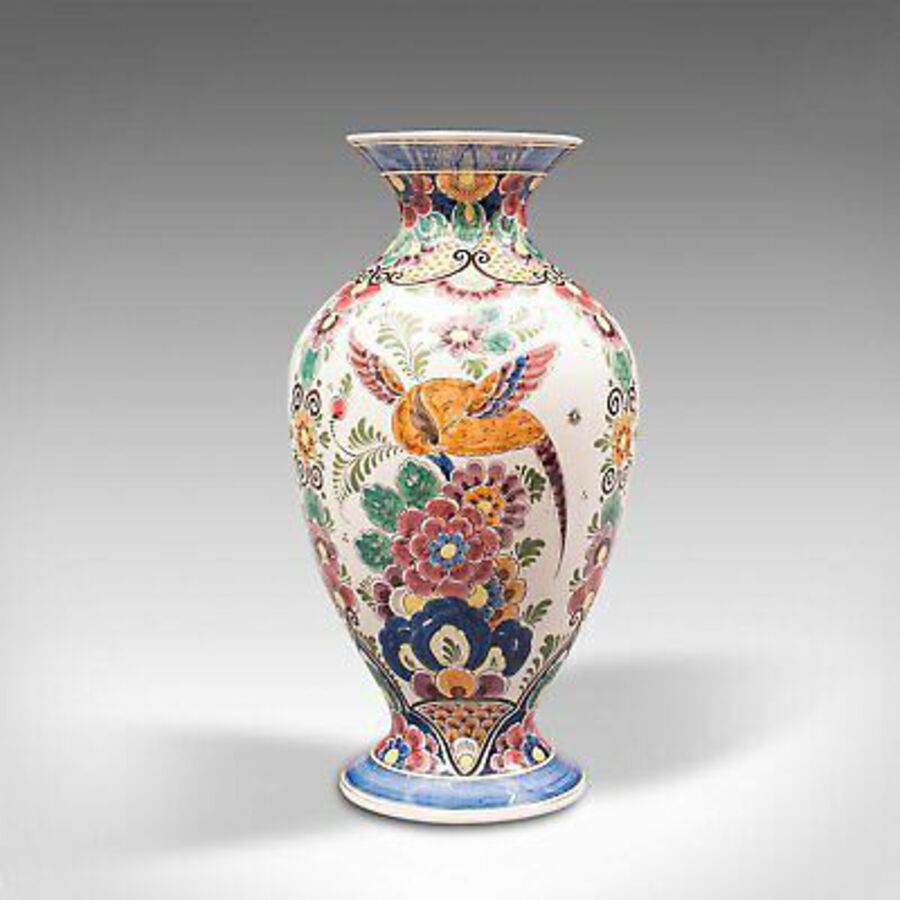 Antique Vintage Polychromatic Vase, Dutch, Delft, Ceramic, Ornament, Mid 20th.C, C.1960