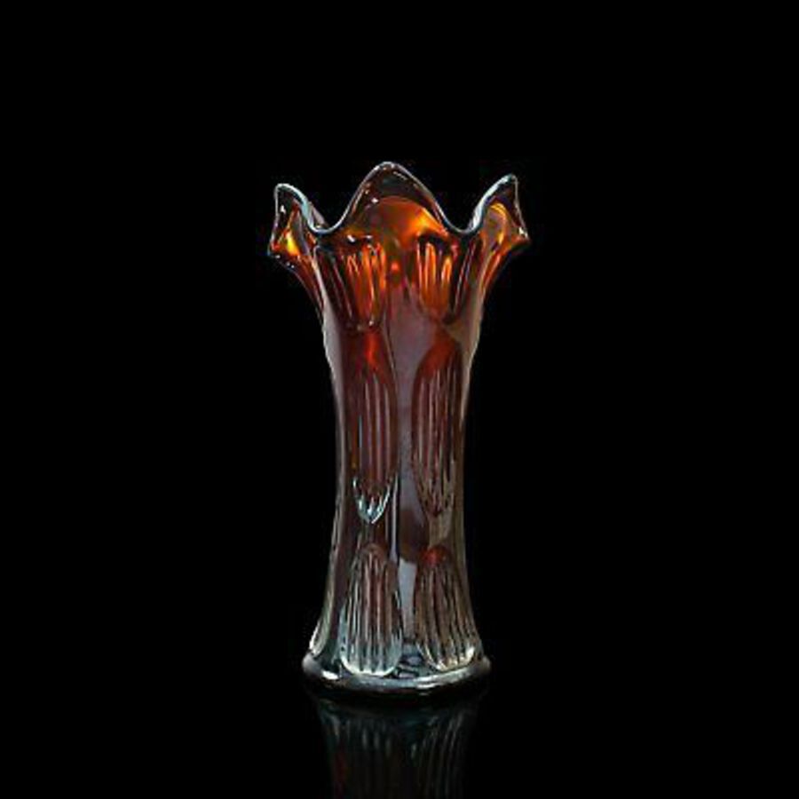 Antique Small Vintage Decorative Vase, English, Carnival Glass, Flower, Mid 20th, C.1940