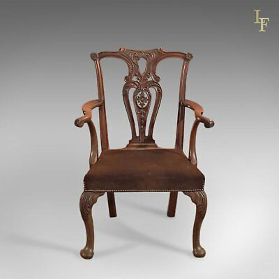 Antique Antique Elbow Chair, 19th Century in Chippendale Taste