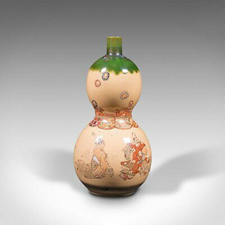 Antique Gerbera Vase, Japanese, Ceramic, Single Stem, Flower, Meiji Period, 1900