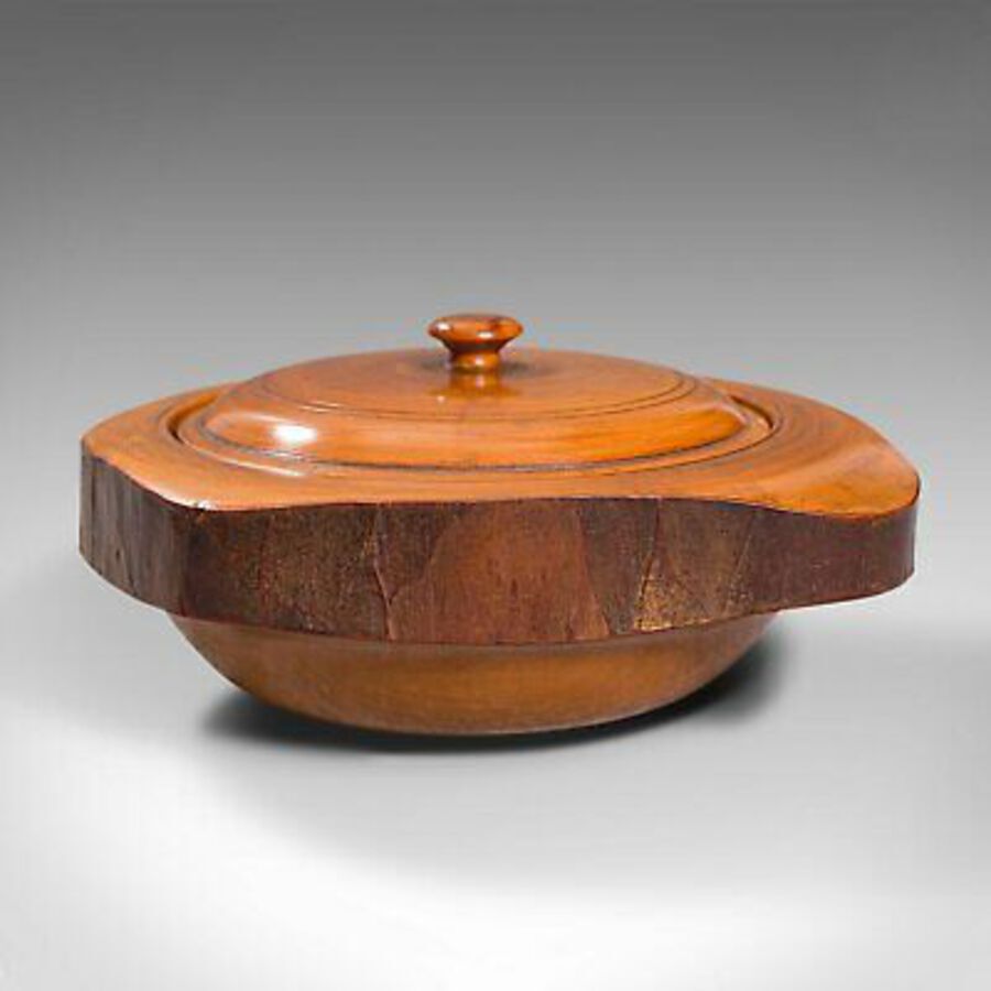 Antique Pair Of Antique Carved Lidded Bowls, Treen, English, Yew, Victorian, Circa 1900