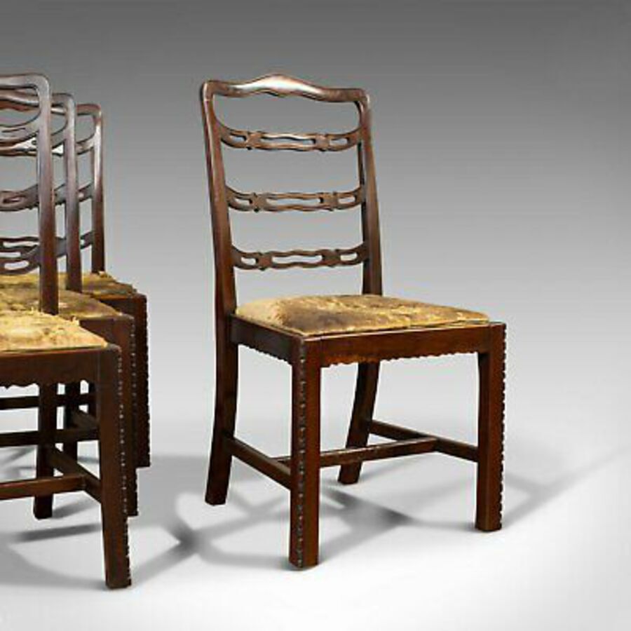 Antique Set of 4, Antique Ladder Back Chairs, Irish, Mahogany, Dining