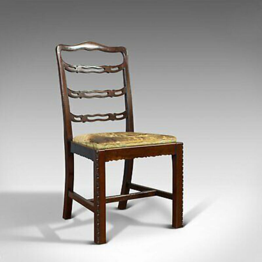Antique Set of 4, Antique Ladder Back Chairs, Irish, Mahogany, Dining Seat, Victorian