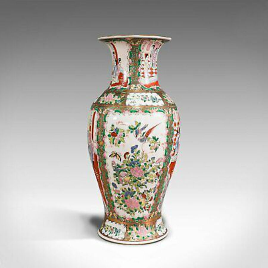 Antique Vintage Famille Rose Vase, Chinese, Ceramic, Decorative, Art Deco, Circa 1940