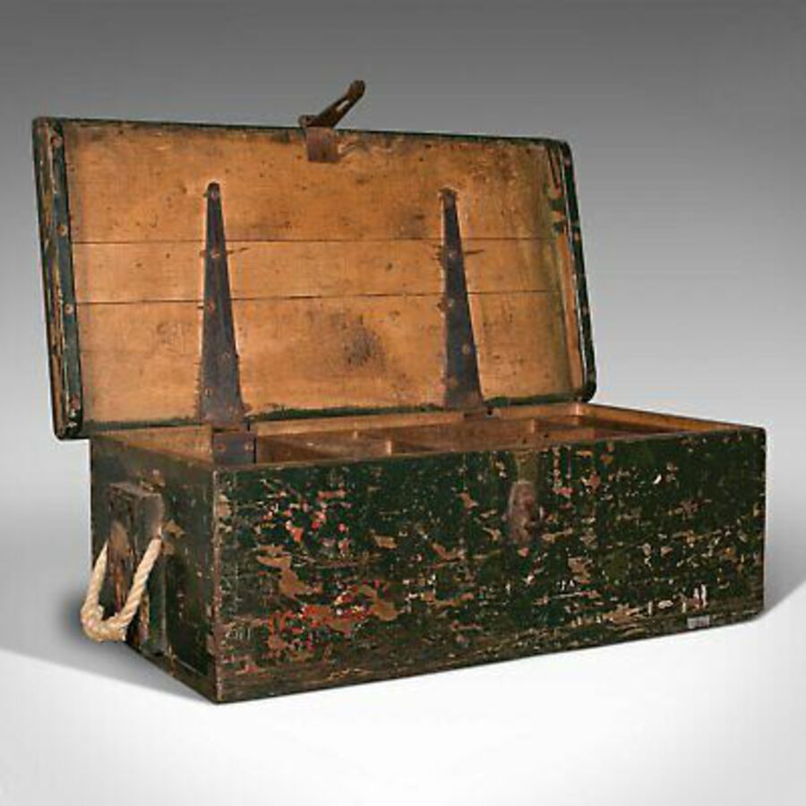Antique Small Antique Mariner's Trunk, English, Pine, Chest, Late Victorian, Circa 1900