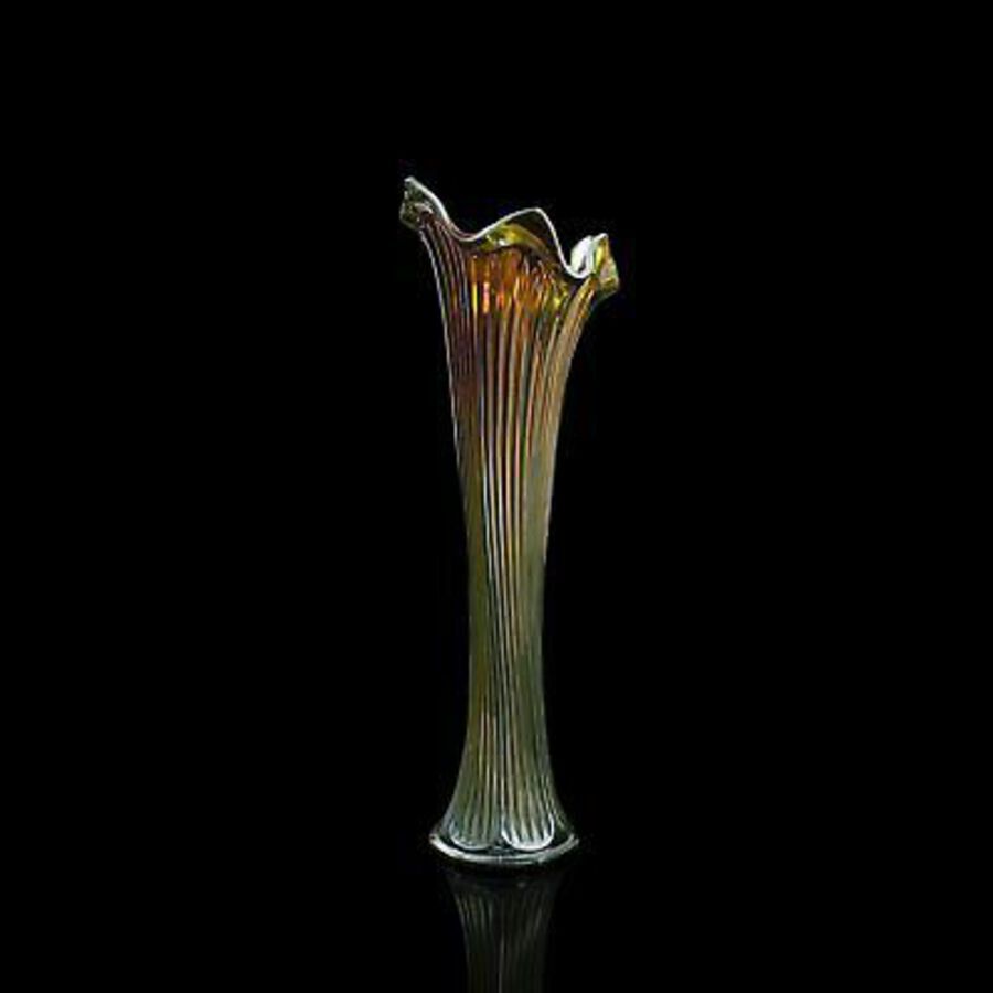 Antique Tall Vintage Flower Vase, English, Decorative, Glass, Carnival, 20th.C, C.1930