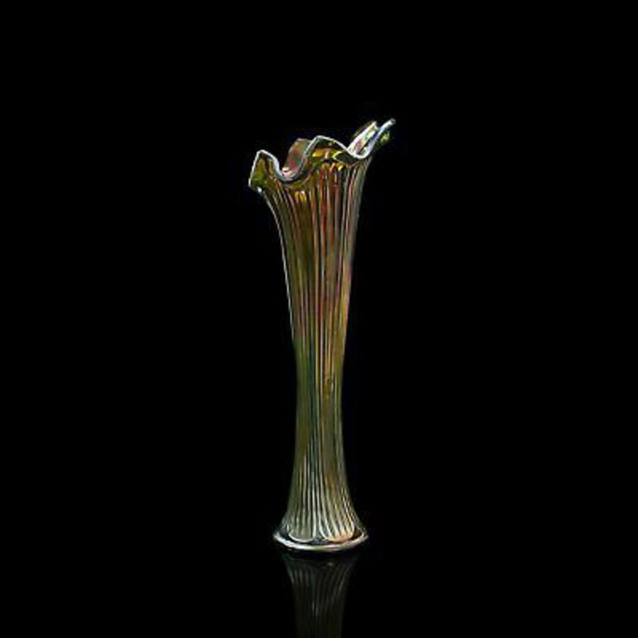 Antique Tall Vintage Flower Vase, English, Decorative, Glass, Carnival, 20th.C, C.1930