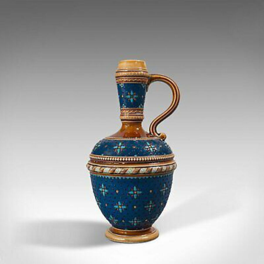 Antique Antique Decorative Ewer, German, Ceramic, Serving Flask, Liqueur Bottle, C.1900