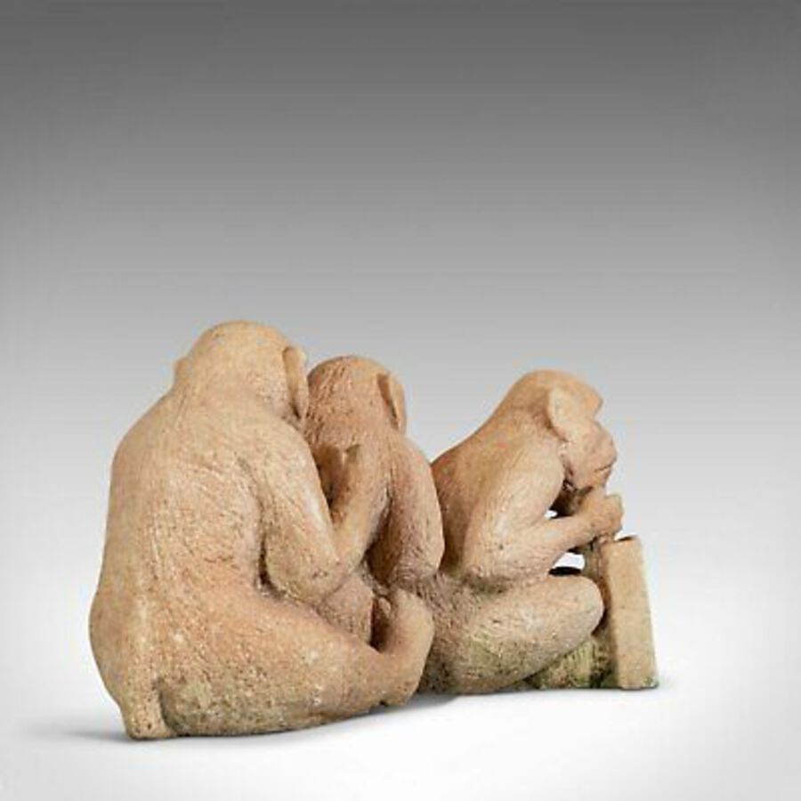 Antique Sculpture of Sitting Macaques, English, Bath Stone, Dominic Hurley