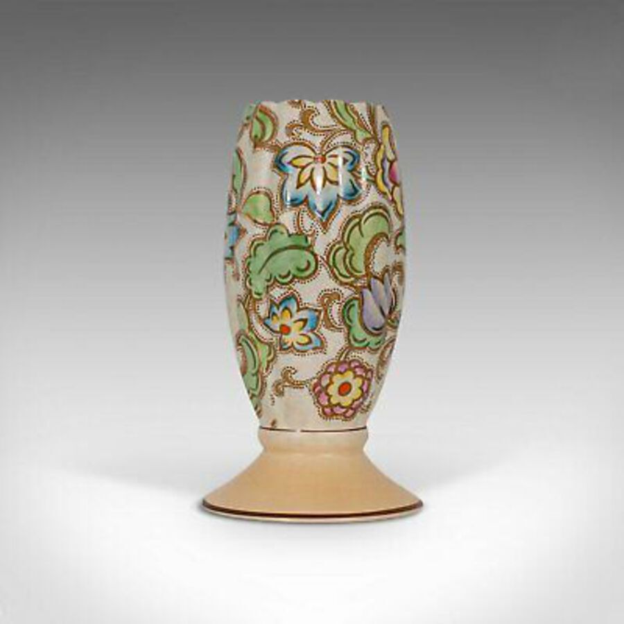 Antique Small Vintage Flower Vase, English, Ceramic, Goblet Urn, Art Deco, Circa 1940