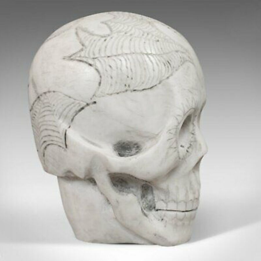 Antique Vintage Decorative Skull Ornament, English, Marble, Showpiece, Dominic Hurley