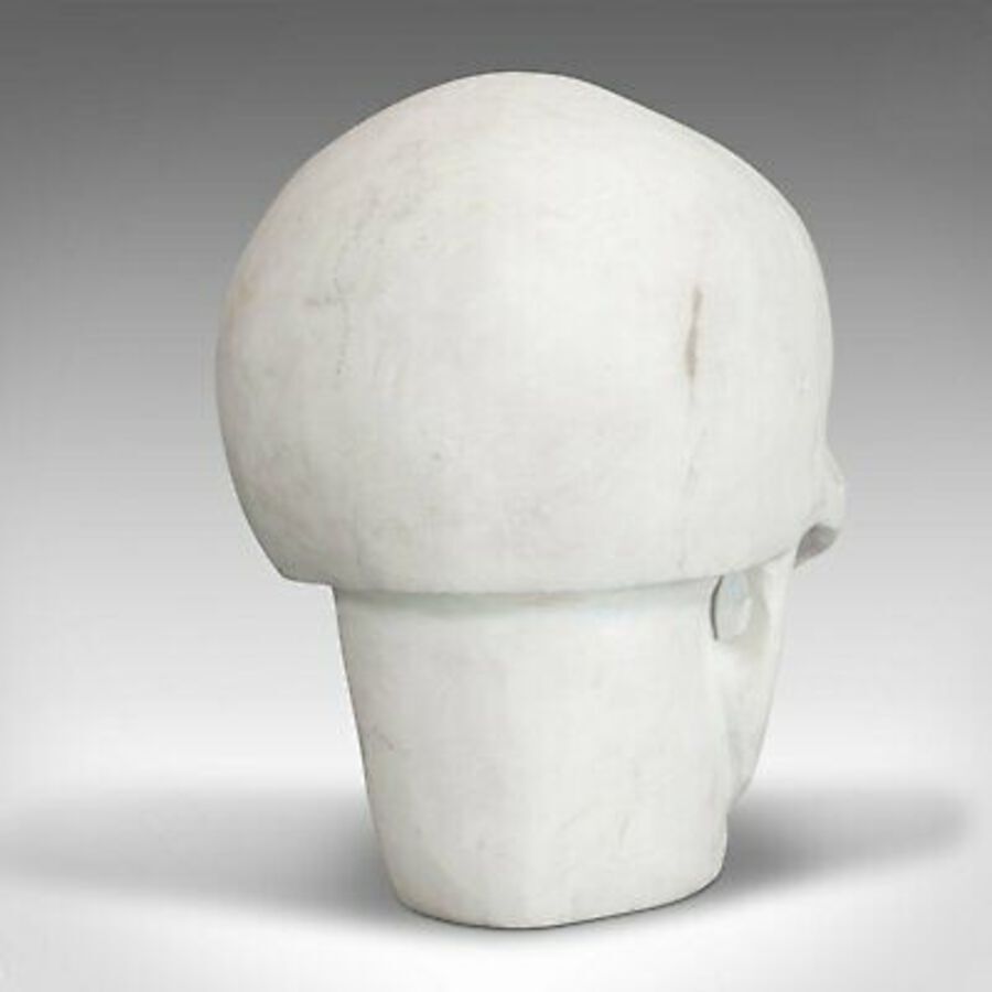 Antique Vintage Decorative Skull, English, White Marble, Desk, Ornament, Paperweight