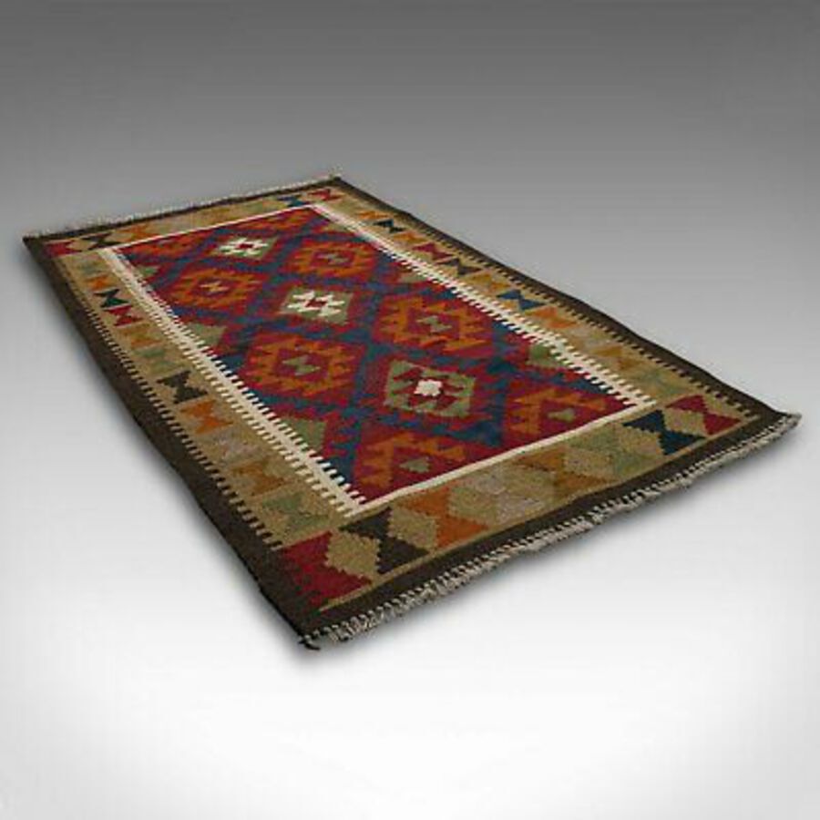 Antique Small Vintage Maimana Kilim Carpet, Middle Eastern, Prayer Mat, Rug, Circa 1970