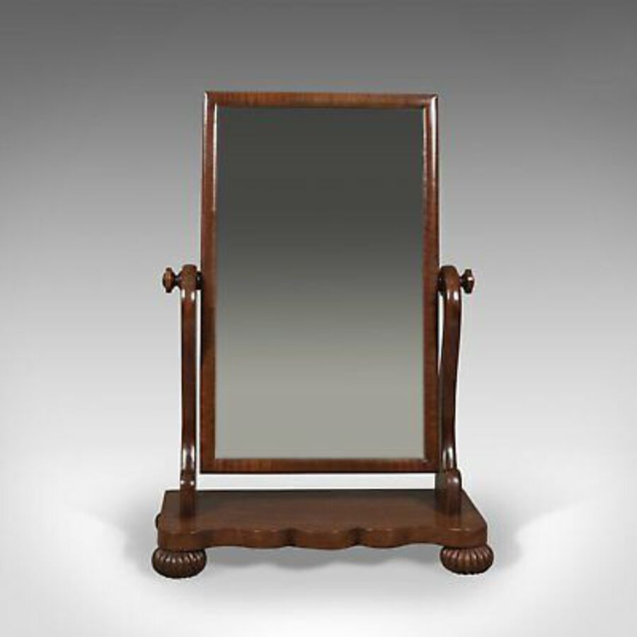 Antique Large Antique Platform Mirror, Mahogany, English, Victorian Vanity Circa 1860