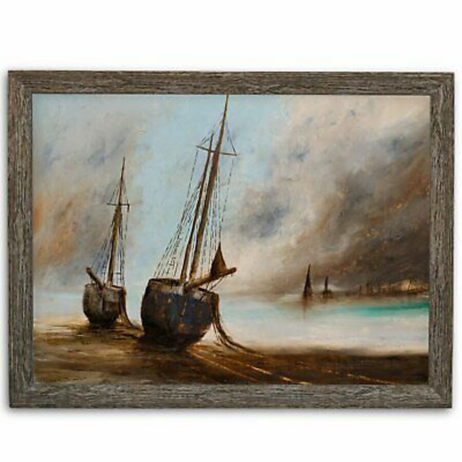 Maritime Landscape, Oil Painting, Marine, Seascape, Ships, Art, Original