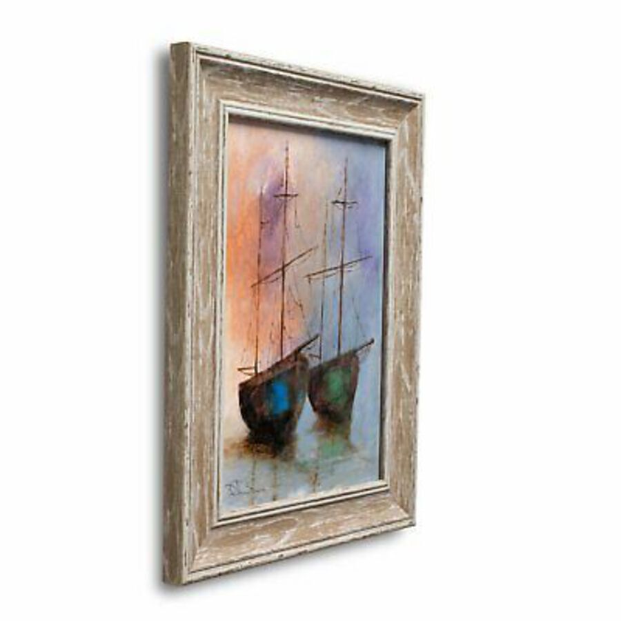 Antique Framed Maritime Scene, Oil Painting, Marine, Ships, Art, Original, 11.5