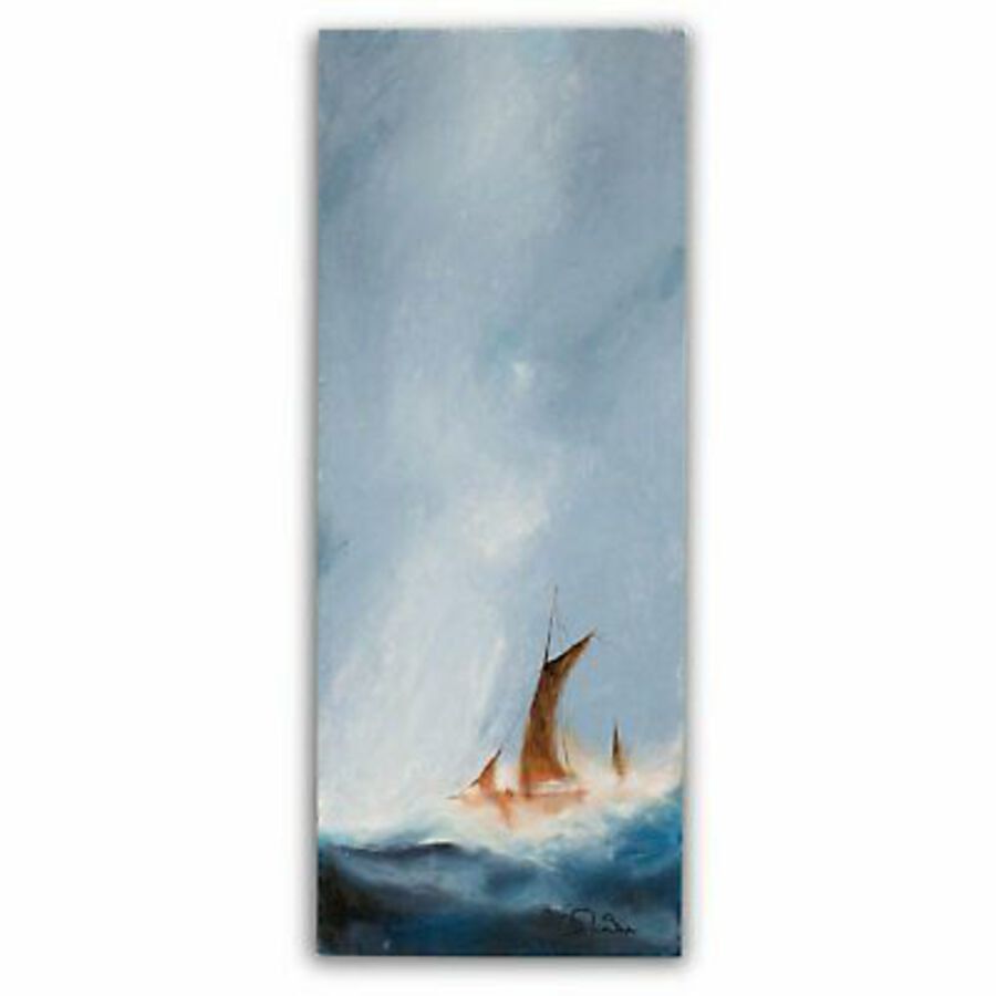Antique Slimline Sailing Seascape, Oil Painting, Marine, Maritime, Ship, Art, Original