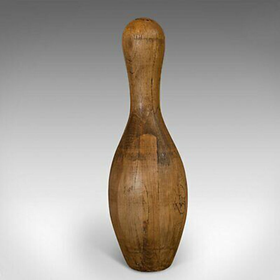 Antique Vintage Bowling Pin, American, Beech, Tenpin, Skittle, Mid 20th Century, 1940