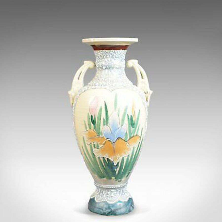 Antique Large, Vintage Japanese Baluster Vase, Decorated, Ceramic, Urn, Mid-Late C20th