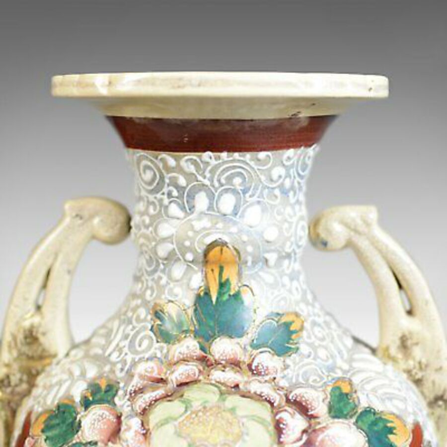 Antique Large, Vintage Japanese Baluster Vase, Decorated, Ceramic, Urn, Mid-Late C20th