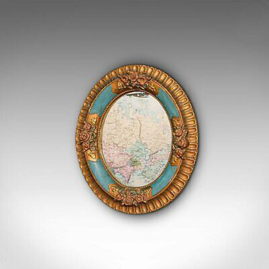 Antique Antique Decorative Wall Mirror, German, Oval, Black Forest, Victorian, C.1900