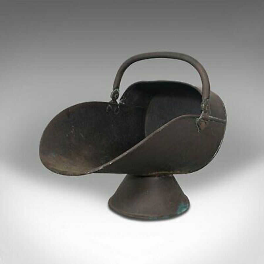Antique Antique Helmet Scuttle, English, Copper, Fireside, Coal, Bucket, Victorian, 1870