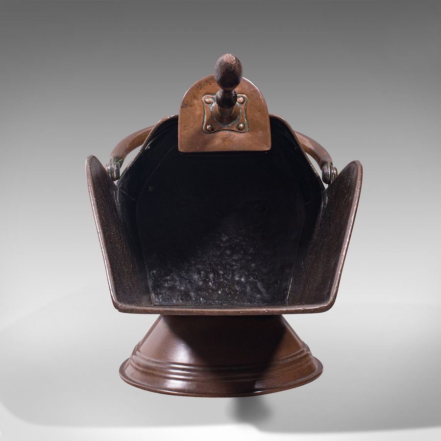 Antique Antique Coal Scuttle, English, Copper, Fireside Bucket, Scoop, Victorian, C.1880