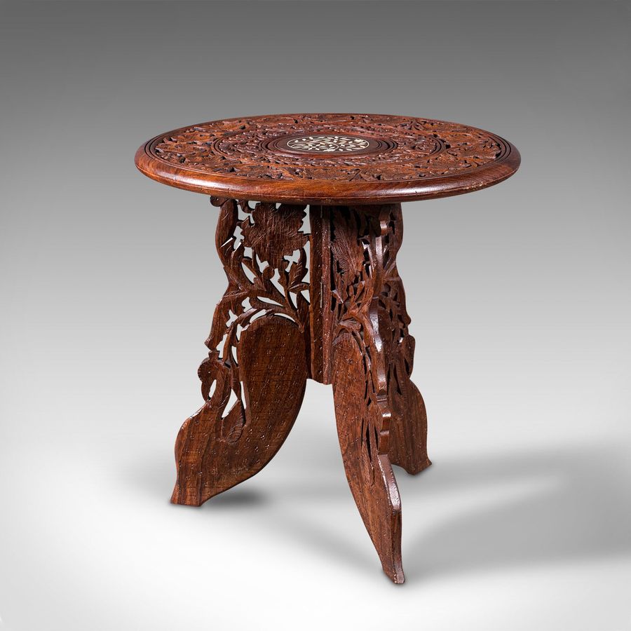 Antique Antique Circular Side Table, Anglo-Indian, Fold Away, Lamp, Wine, Moorish Taste
