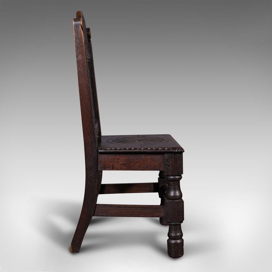 Antique Pair Of Antique Venetian Court Chairs, Italian, Oak, Decorative Seat, Victorian