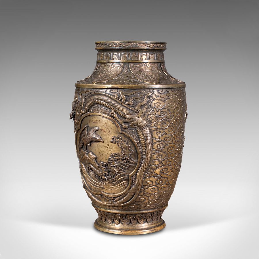 Antique Large Antique Decorative Vase, Japanese, Bronze, Meiji Period, Urn, Victorian