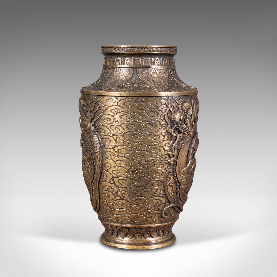 Antique Large Antique Decorative Vase, Japanese, Bronze, Meiji Period, Urn, Victorian